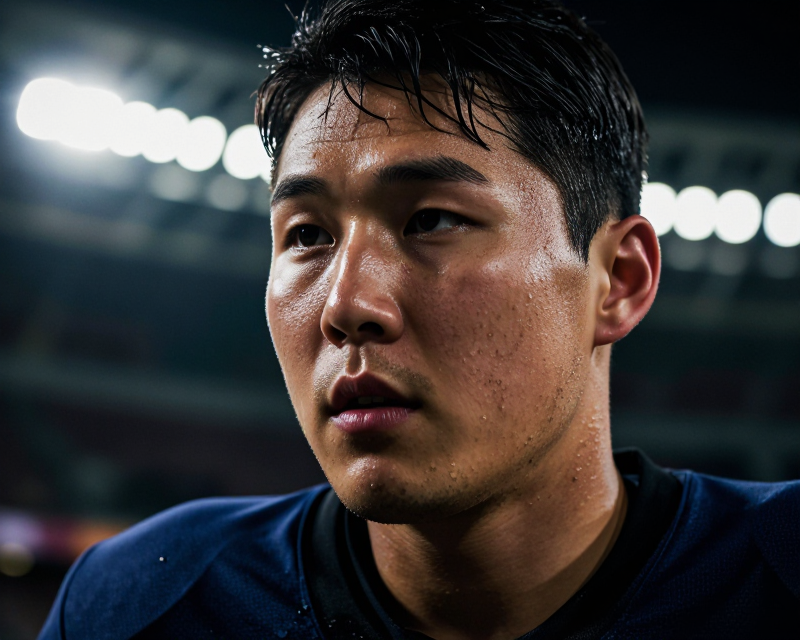 Intense Focus of a Korean Footballer