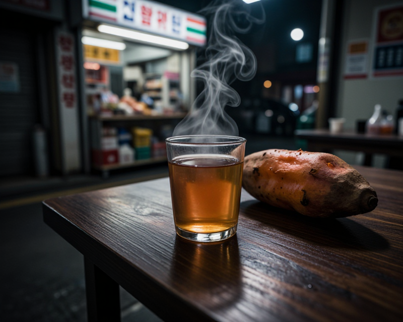 Winter warmth in a dark convenience store